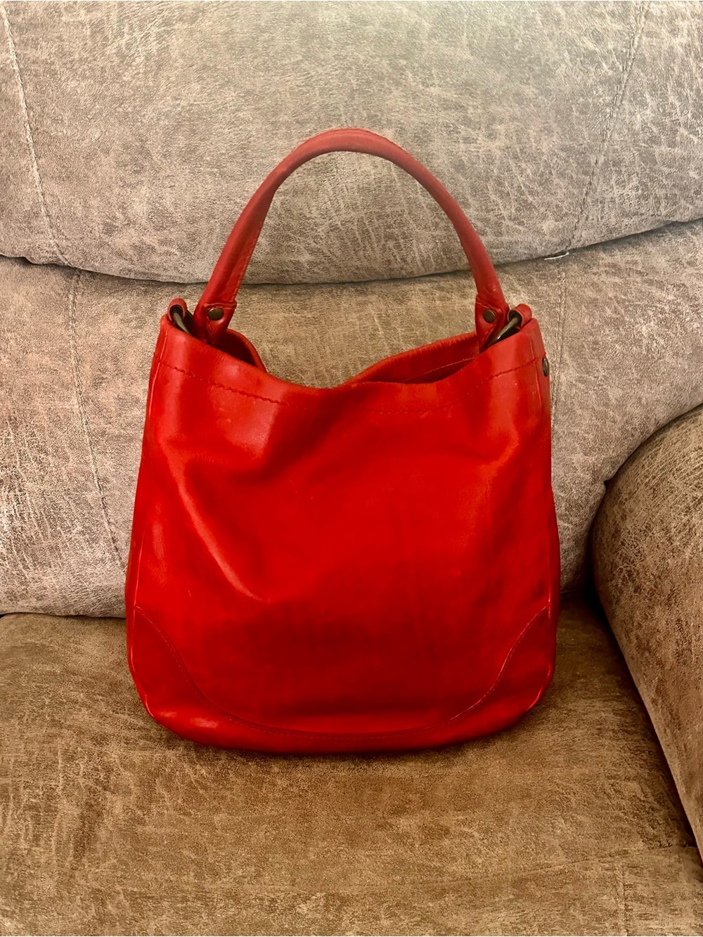 Frye Vibrant Red Leather Shoulder Bag